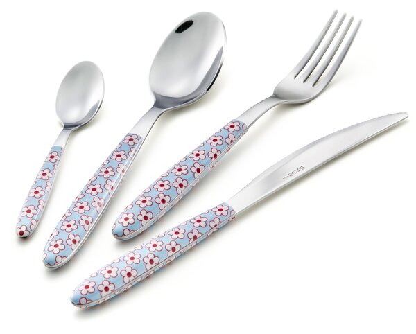 Coloured Cutlery Set 4 Pieces VERO MARGARITA Light Blue 1 Place Setting 18/C