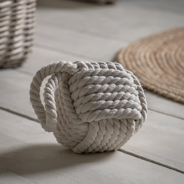 Knotted Rope Doorstop White