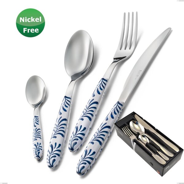Vero Mediterraneo Bianco 19 Cutlery Set 24 Pieces in Space-Saving Packaging, Stainless Steel 18/0, Thickness 2.50 mm