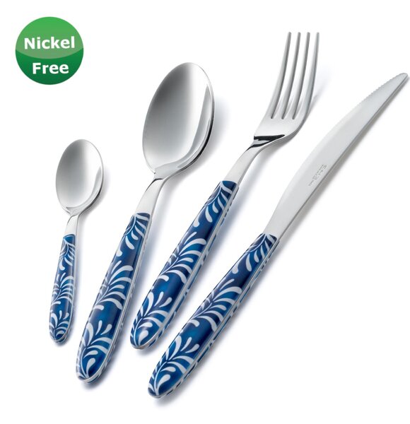 You&Me 16 Pieces Cutlery Set Vero Mediterraneo Blu 28, Stainless Steel 18/0, Thickness 2.50 mm