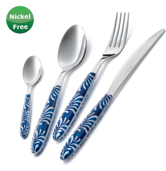 Vero Mediterraneo Blu 28 16 Pieces Cutlery Set in Showcase Box, 4 Table Settings, 18/0 Stainless Steel, 2.50 mm Thickness