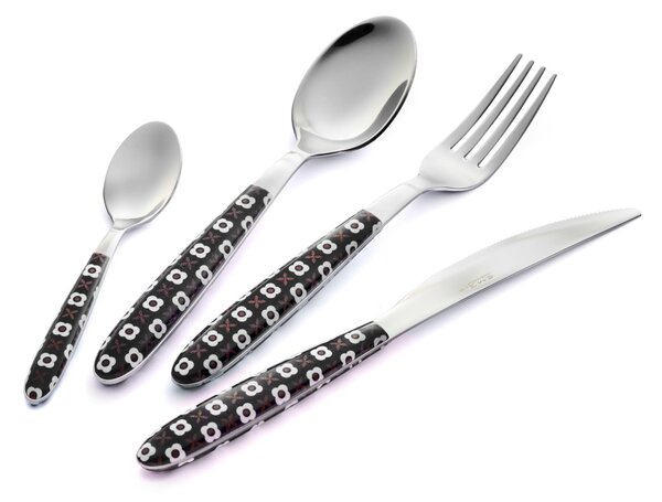 Vero Eme 24 Piece Cutlery Set in Display Case Vero Manhattan, Stainless Steel 18/C (AISI430), Black Nylon Handle Dishwasher Safe