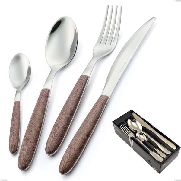 24-piece Vero Noce cutlery set in space-saving packaging, 18.0 nickel-free steel, PBT sublimated polished steel handle