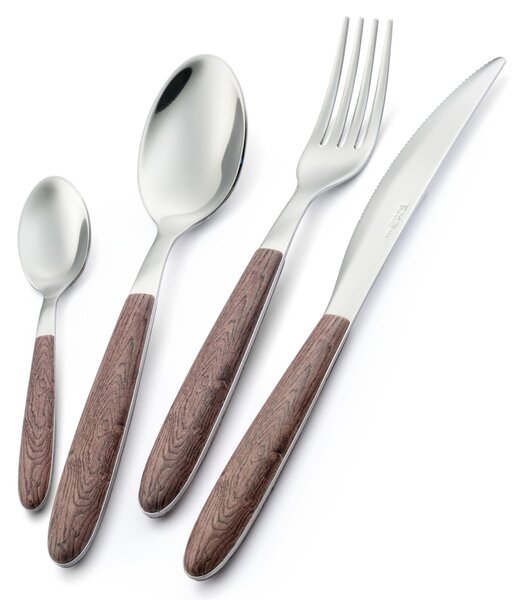 24-piece Vero Noce cutlery set in space-saving packaging, 18.0 nickel-free steel, PBT sublimated polished steel handle