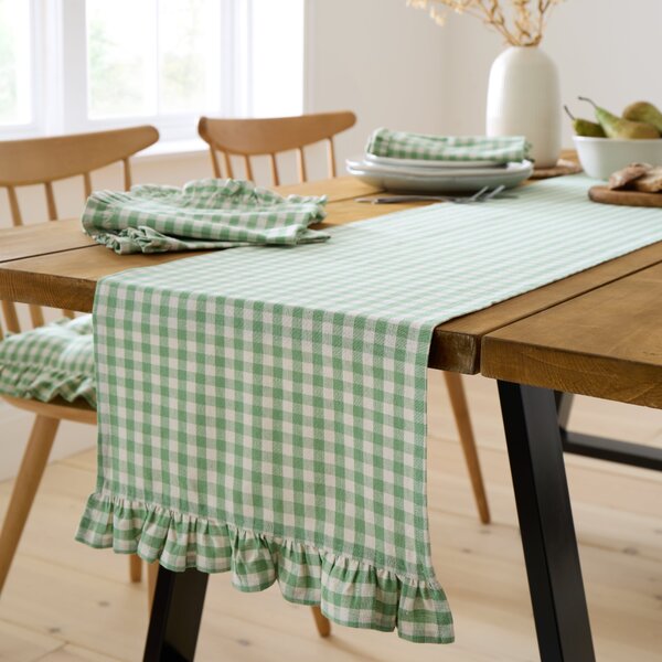 Linford Check Frill Runner Green Spring Green