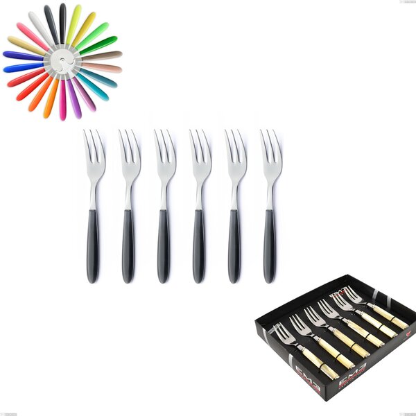 VERO Eme Dessert Forks in 18.C AISI430 Stainless Steel with Nylon Handle Dishwasher Safe in a 6 Piece Pack