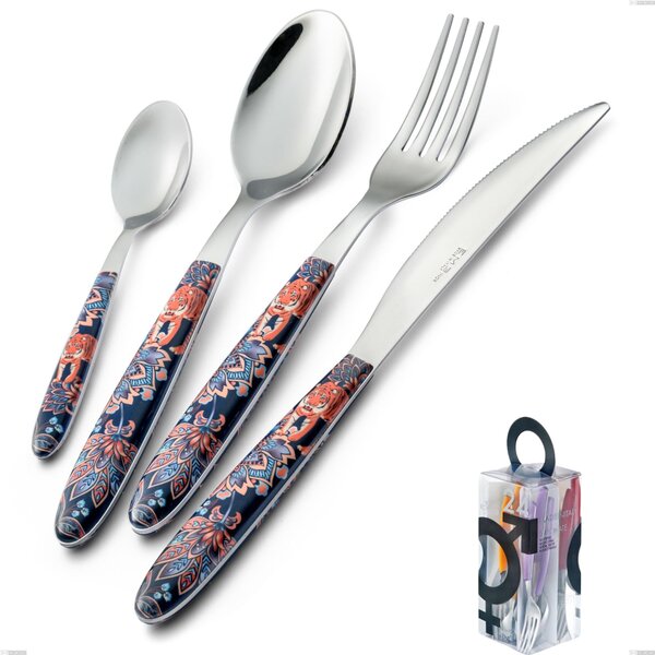 You&Me 24 Pieces Cutlery Set Vero Pechino, Stainless Steel 18.0, PBT Sublimated Handle Polished Steel