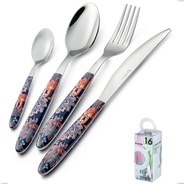You&Me 16-Piece Cutlery Set Vero Pechino, 18.0 Steel, Sublimated PBT Handle with Polished Steel