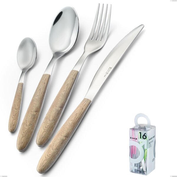 You&Me 16 Pieces Cutlery Set Vero Pino, 18.0 Nickel Free Steel, PBT Sublimated Handle Polished Steel