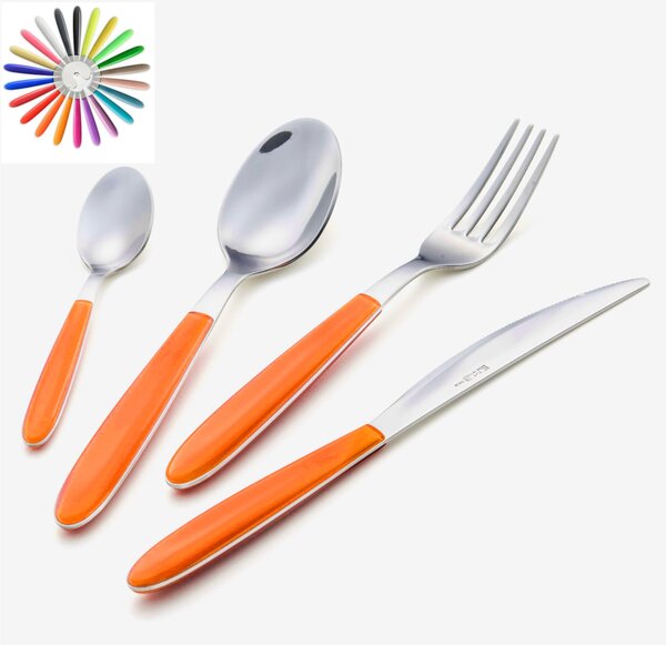 VERO EME 4-Piece Cutlery Set in 18.C Stainless Steel with Coloured ABS Handles