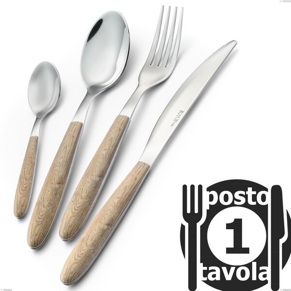 Vero Pino 1 Place Setting Cutlery, 18.0 Nickel Free Steel, PBT Handle with Sublimated Polished Steel