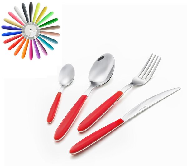 VERO EME 4-Piece Cutlery Set in 18.C Stainless Steel with Coloured ABS Handles