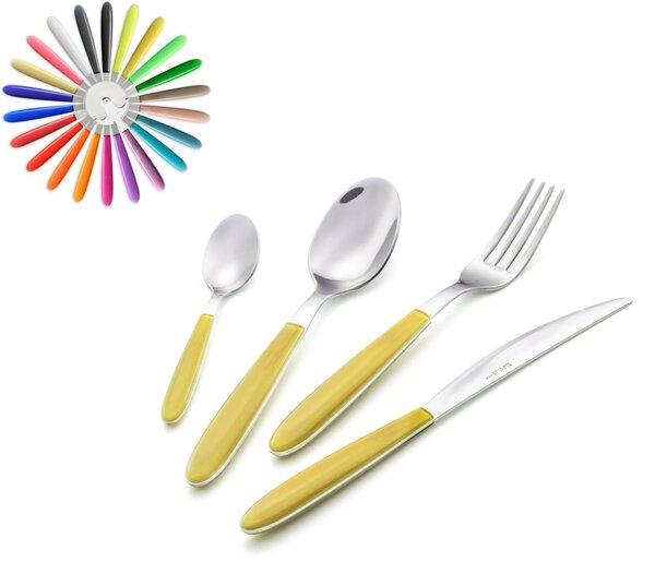VERO EME 4-Piece Cutlery Set in 18.0 Stainless Steel with Coloured ABS Handles