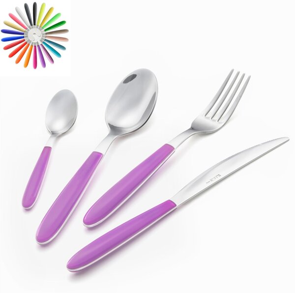 VERO 4 Piece Cutlery Set in 18.C Stainless Steel with Coloured ABS Handles