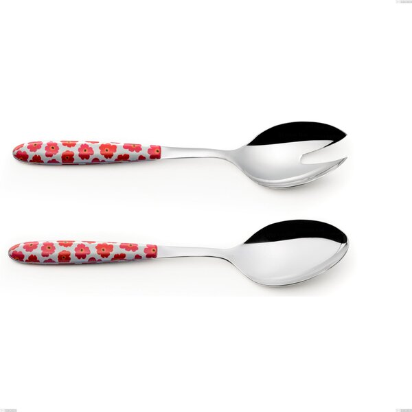 Vero Poppy Salad Cutlery Pair, 18.0 Nickel Free Steel, Sublimated PBT Handle with Polished Steel, Length 250 mm