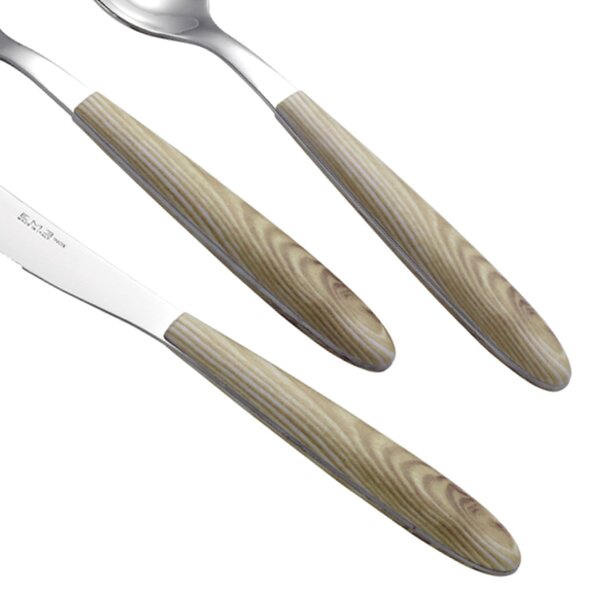 Colourful Cutlery Set 4 Pieces TRUE BLEACHED OAK 1 Knife 1 Fork 1 Spoon 1 Coffee Spoon VERO EME