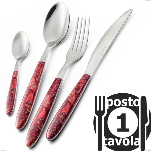 Vero Samarcanda 1 Place Setting Cutlery Pack, 18.0 Nickel Free Steel, PBT Sublimated Polished Steel Handle