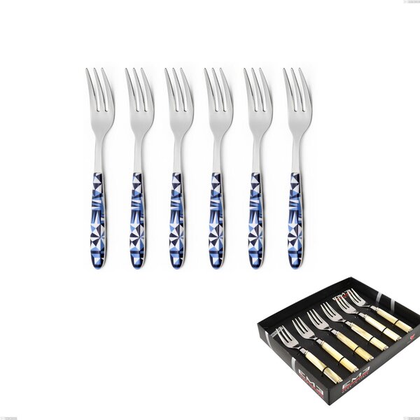 Showcase Pack of 6 Vero Triangle Dessert Forks, 18.0 Nickel Free Steel, PBT Handle with Sublimated Polished Steel Finish