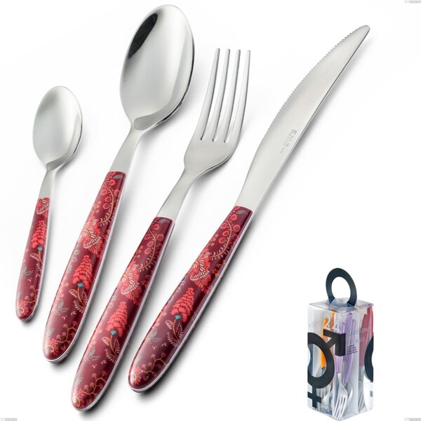 You&Me 24 Pieces Cutlery Set Vero Samarcanda, 18.0 Stainless Steel Nickel Free, PBT Sublimated Handle Polished Steel