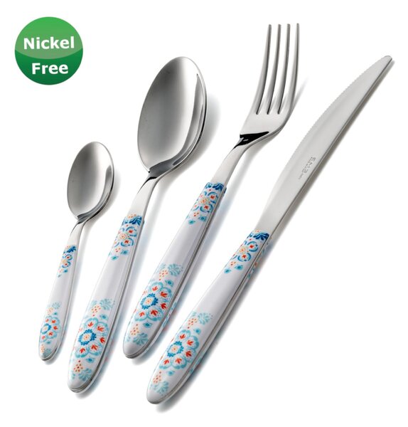 Cylinder Packaging Cutlery Set 24 Pieces Vero Trinacria Bianco 19, Stainless Steel 18/0