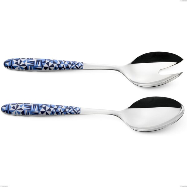 True Triangle Salad Cutlery Pair, 18.0 Nickel-Free Stainless Steel, PBT Handle with Sublimated Polished Steel, Length 250 mm, Name: Vero Triangle