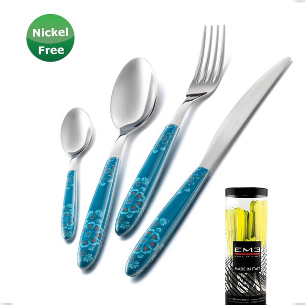 Cylinder Package Vero Trinacria Verde 31 Cutlery Set 24 Pieces, Stainless Steel 18/0