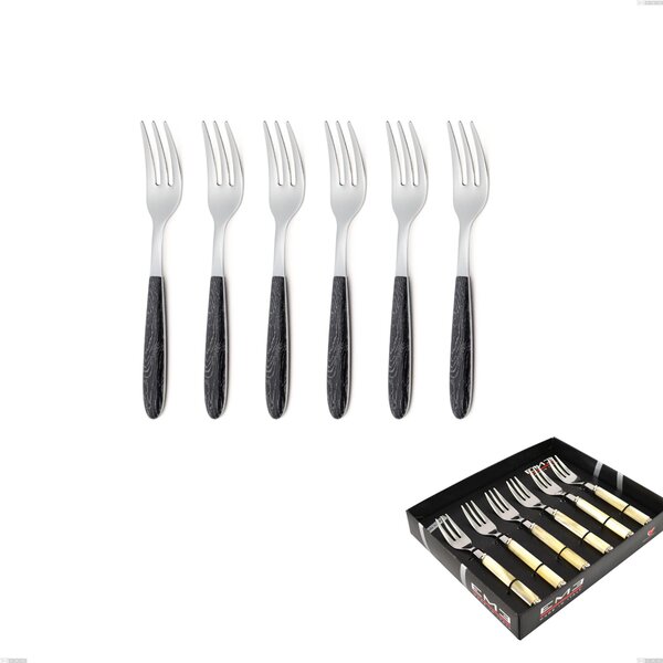 Showcase Pack 6 Pieces Dessert Forks Vero Wenge, 18.0 Stainless Steel Nickel Free, PBT Sublimated Handle Polished Steel