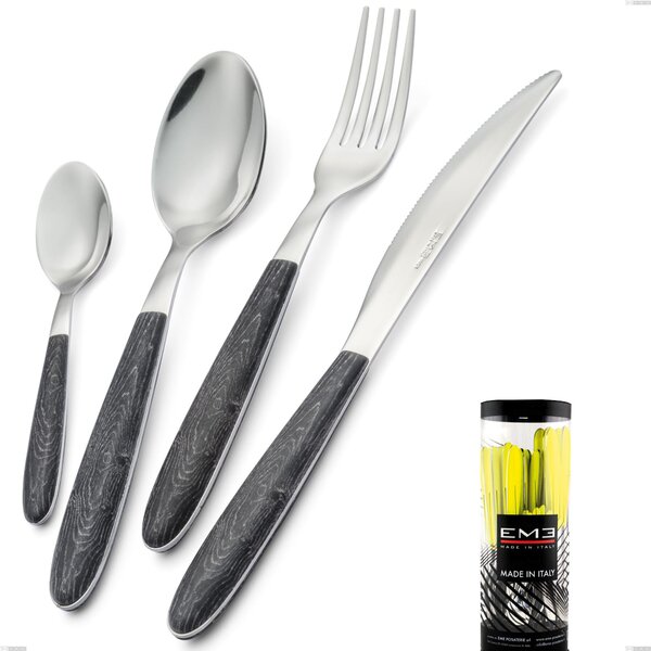 Cylinder pack 24 pieces cutlery Vero Wenge, stainless steel 18.0 nickel free, PBT handle with sublimated polished steel