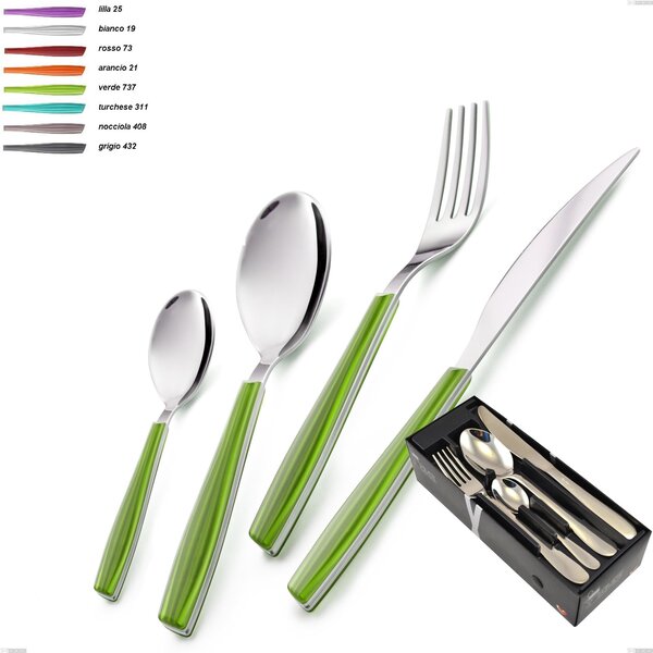 Wave 24 Pieces Cutlery Set in Space-Saving Packaging, 18/C (AISI430), 2 mm Thickness