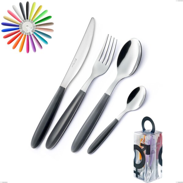 You&Me 24 Pieces Cutlery Set Vero, 18/0 AISI 430 Nickel-Free Stainless Steel with ABS Acrylic Handles