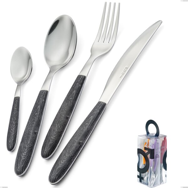 You&Me 24-piece cutlery set Vero Wenge, 18.0 stainless steel nickel free, PBT sublimated handle polished steel