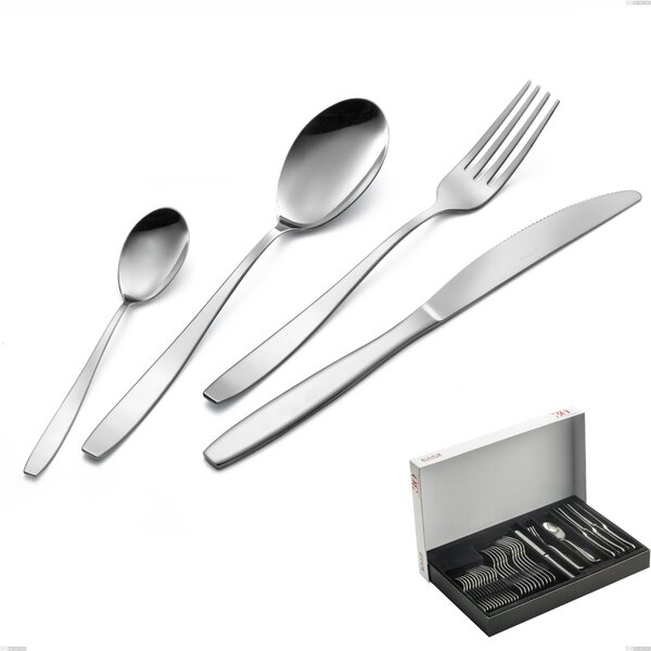 30-Piece Wind Cutlery Set in Panoramic Packaging, 2mm Thick, 18/0 Stainless Steel, Nickel Free