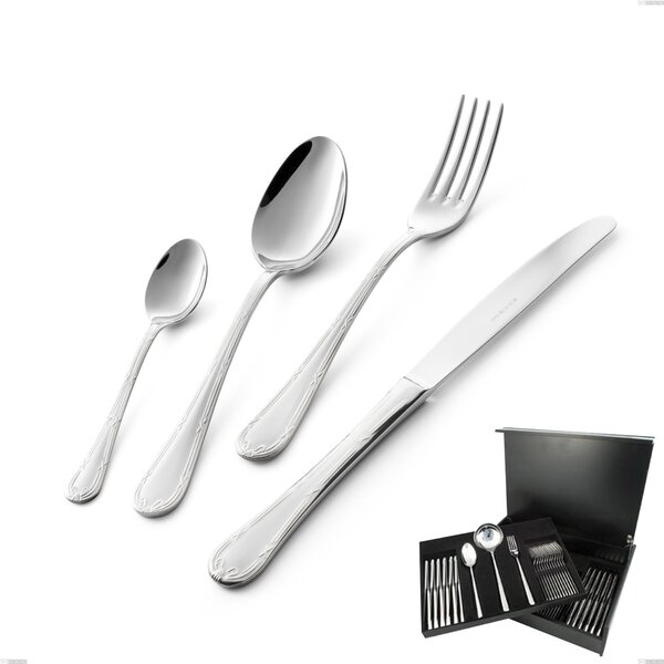 75-Piece Luigi XVI Cutlery Set in Wooden Case, Stainless Steel 18.10 (AISI304), 3.00 mm Thickness