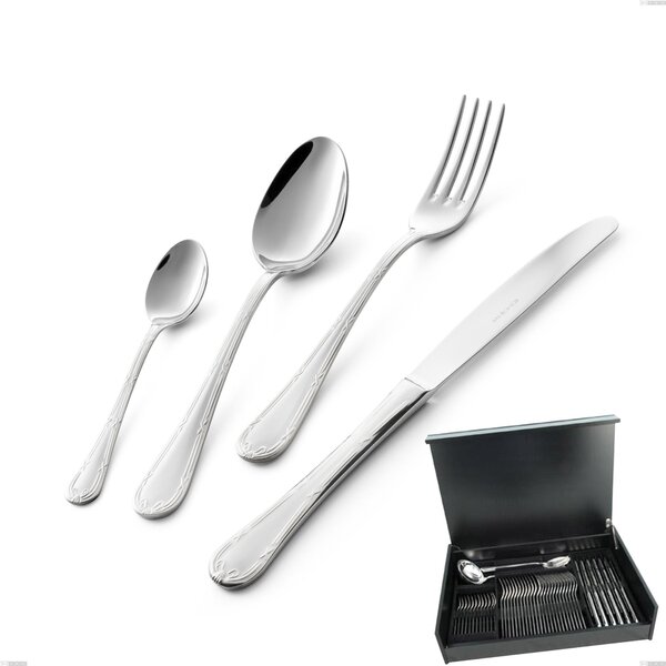 51-piece Luigi XVI cutlery set in wooden case, Stainless Steel 18.10 (AISI304), 3.00 mm thickness