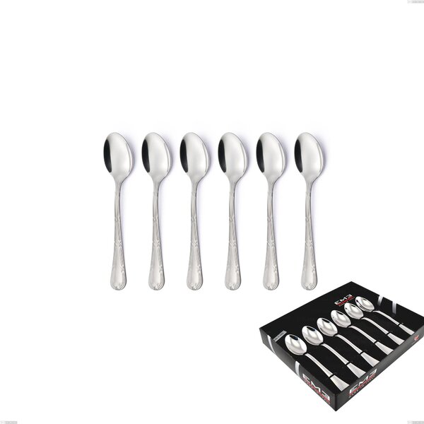 Set of 6 Luigi XVI Coffee Spoons in Display Case, Stainless Steel 18.10 (AISI304), 3.00 mm Thickness