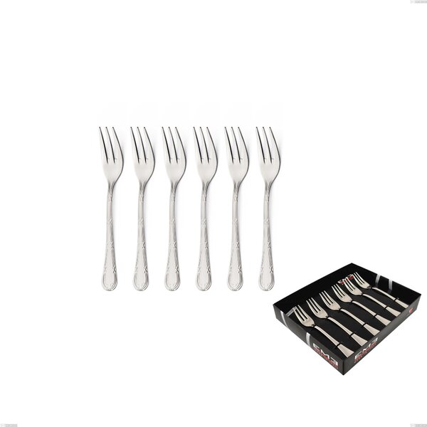 Luigi XVI Set of 6 Dessert Forks in Display Case, Stainless Steel 18.10 (AISI304), 3.00 mm Thickness