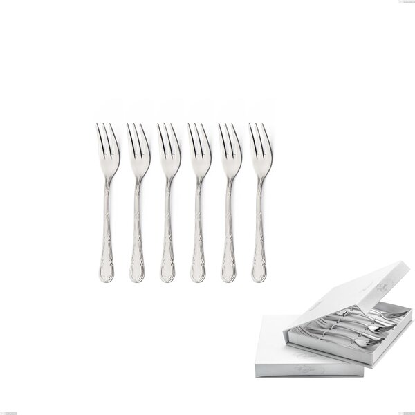 Luigi XVI Set of 6 Dessert Forks in Book-style Box, Stainless Steel 18.10 (AISI304), 3.00 mm Thickness