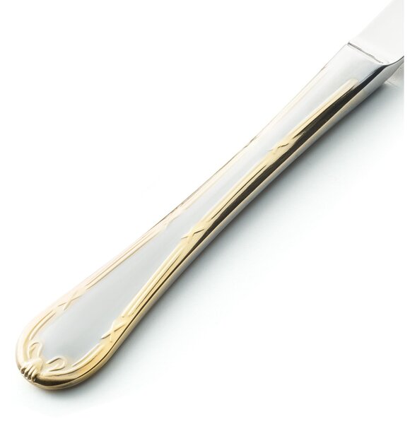 LUIGI XVI ORO Table Knife in 18.10 AISI304 Stainless Steel 3 mm, Length 235 mm, Steel Handle, Dishwasher Safe