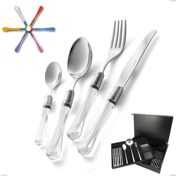 75-Piece Sapphire Cutlery Set in Wooden Case, (18.10 aisi304 Stainless Steel), Methacrylate Handle, Named: Sapphire