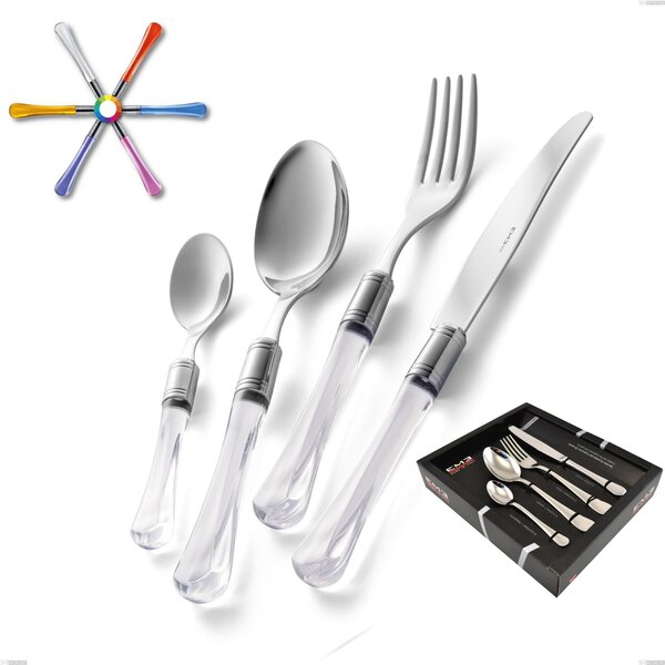 Sapphire 24 piece cutlery set in showcase packaging, (18.10 aisi304 stainless steel), methacrylate handle: Sapphire