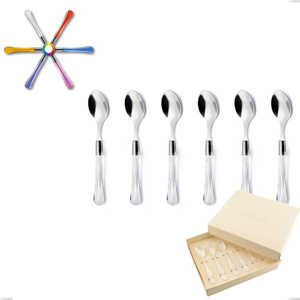 Sapphire Favour Box 6 Coffee Spoons, (Stainless Steel 18.10 aisi304), Methacrylate Handle: Sapphire Cutlery Set 6 Pieces