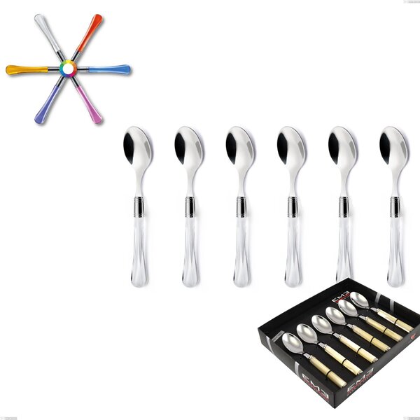 Showcase Pack of 6 Saffiro Coffee Spoons, (18.10 AISI 304 Stainless Steel), Methacrylate Handle