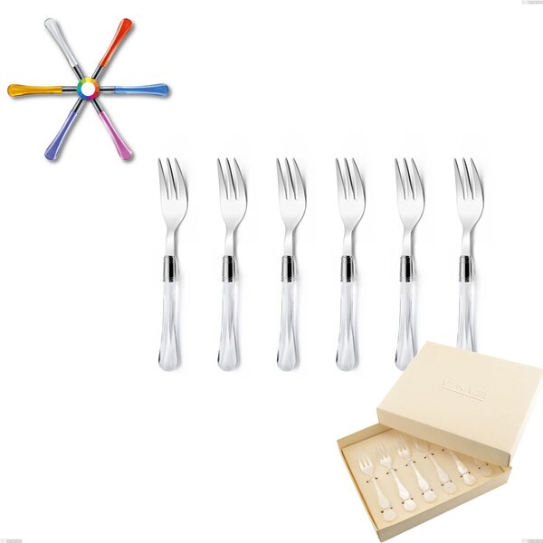 Sapphire Dessert Forks 6-Piece Set, (18.10 AISI 304 Stainless Steel), Methacrylate Handle: Sapphire
