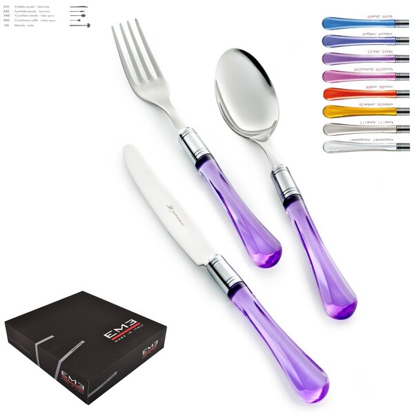 Sapphire Coloured Cutlery Set 49 Pieces 18/10 Stainless Steel with Acrylic Handle in Gift Box