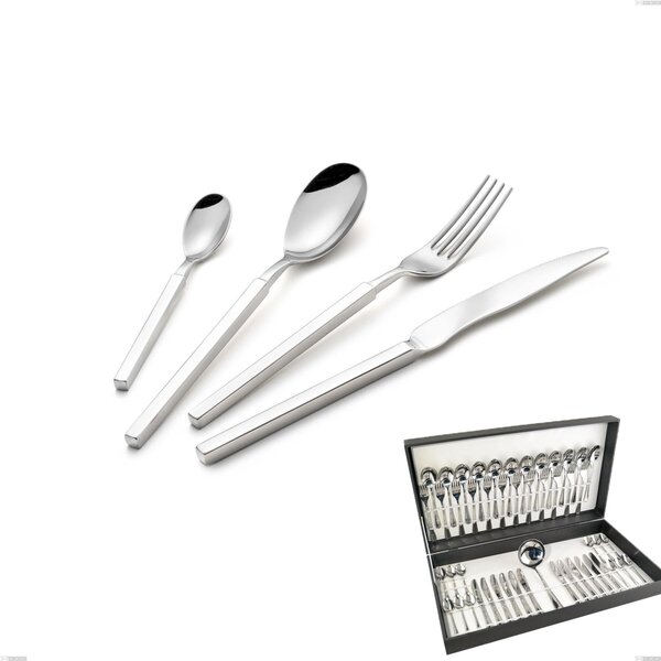 Zeus Inox 49 Piece Cutlery Set in Canteen Box, Polished Forged Stainless Steel 18/10 (AISI 304)
