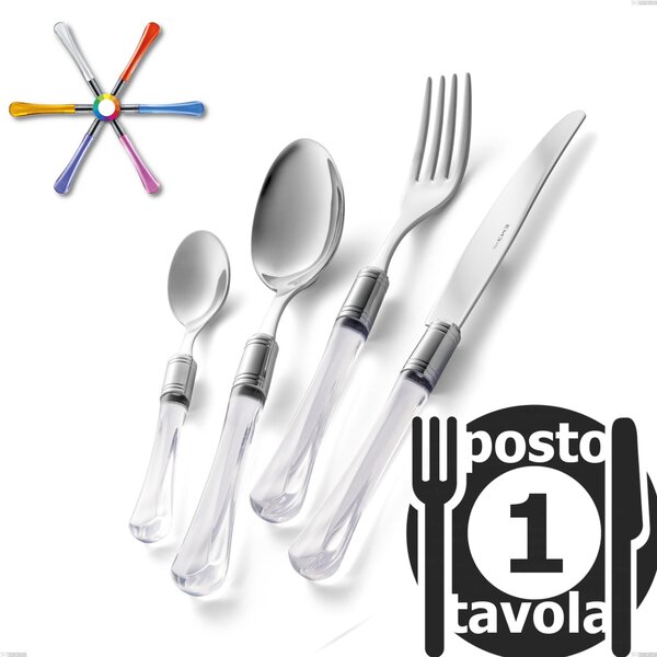 Sapphire 1 Place Setting Cutlery, (18.10 AISI304 Stainless Steel), Methacrylate Handle Name: Sapphire