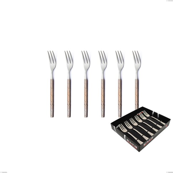 Set of 6 Zeus Fire Dessert Forks in Display Box, Forged Stainless Steel 18/10 (AISI 304)