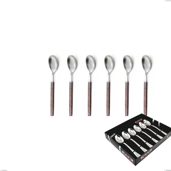 Set of 6 Zeus Fire Coffee Spoons in Display Box, Forged Stainless Steel 18/10 (AISI 304)