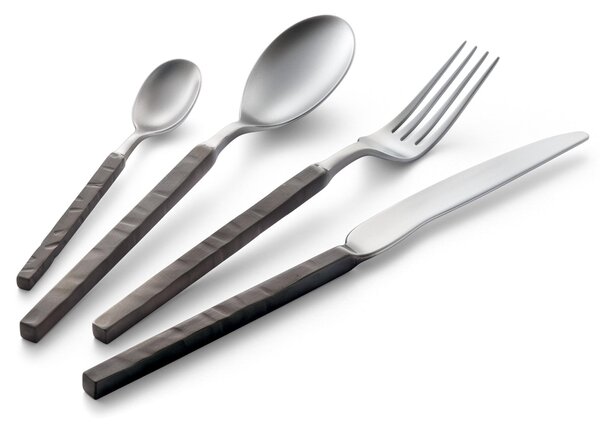 ZEUS FIRE Cutlery Set 24 Pieces for 6 Table Settings Stainless Steel 18.10 AISI304 with Hammered Burnished Handle
