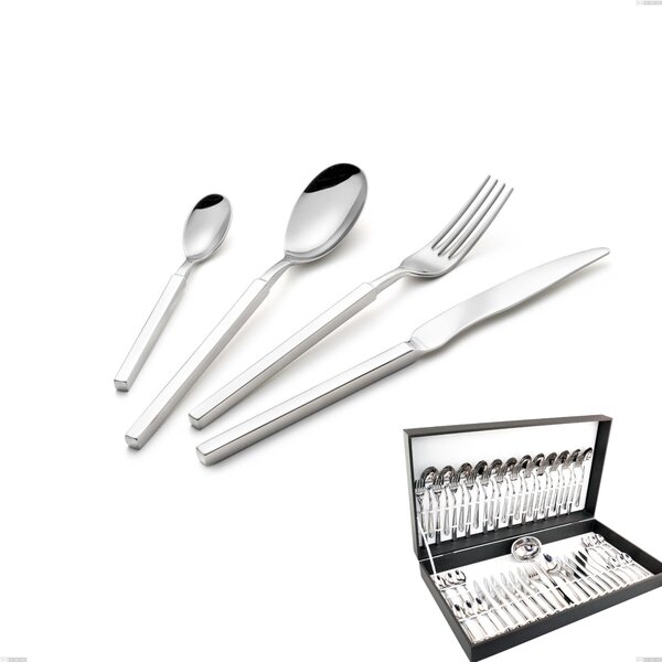 Zeus Inox 51 Piece Cutlery Set in Canteen Box, Polished Forged Steel 18/10 (AISI 304)